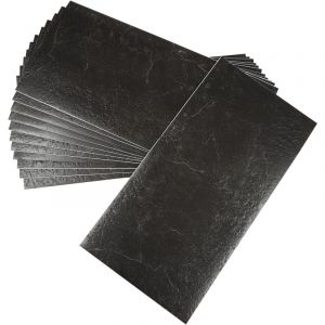Lot de 12 autocollants pour carrelage de sol en pvc pour salon, chambre à coucher, salle à manger, cuisines, buanderies, 60 x 30 cm (12 pièces, noir)