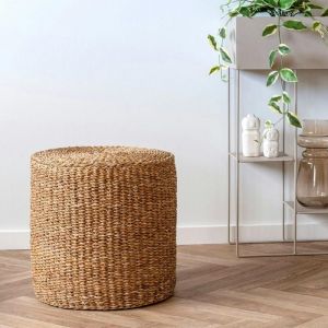 Pier Import - Pouf rond en jonc de mer, style bohème bruges
