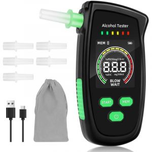 &Eacute;thylotest - Ethylotest Electronique, Rechargeable Alcotest Numerique avec &eacute;cran, Etiloteste Electronique avec 5 Embouts, Ethylometre mesures de