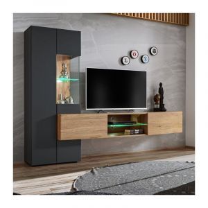 Ensemble Meuble tv design 'Try' 210cm Chêne & Gris