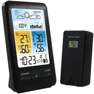 Station m&eacute;teo num&eacute;rique avec capteur ext&eacute;rieur Thermom&egrave;tre, hygrom&egrave;tre, barom&egrave;tre avec alerte de risque de moisissure Pr&eacute;visions m&eacute;t&eacute;o Grand &eacute;cran