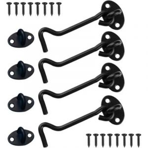 Crochet Porte, Lot de 4 Crochets de Porte de Grange, 4 inch Crochet et Loquet &agrave; &oelig;illet, Crochet Cabine en Acier Inoxydable, Verrou de Porte