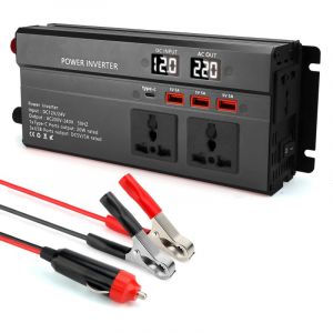 Tonysa - Convertisseur 12v /24V 220v 1000W convertisseur de Tension Onduleur avec écran lcd usb d'un Port Type-C et d'un Écran LCD(Noir)