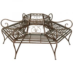 Banc d'arbre en fer 153x153x86 Banc rond Banc d'arbre circulaire extérieur en fer Canapé de jardin Finition rouille en fonte