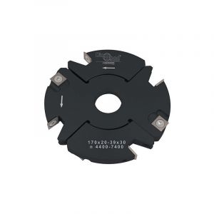 Porte-outils de toupie à feuillurer et tenonner d. 170 mm avec plaquettes carbure - Épaisseur réglable 20 à 39 mm - Alésage 30 mm - z 2+2, v 2+2