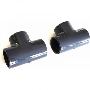 Interplast - Lot de 2 T&eacute; 90&deg; pvc Pression &ndash; u / 63mm int&eacute;rieur f/f/f PN16 / Manchon 63 mm pour Piscine et arrosage/T&eacute;s &eacute;gaux