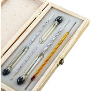 Ymyny - Alcoomètre professionnel - lot de 3 densimètres avec graduation de 0 à 100% + thermomètre pour mesurer le taux d'alcool du brandy, whisky,