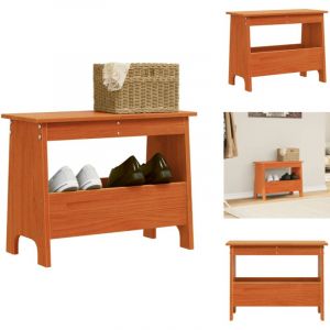 Banc d'entrée cire marron 60x28x45 cm bois de pin massif - Banc Entrée - Banc Coffre - Banc Bois - Banc Design - Meuble Rangement