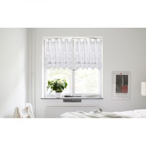 Rideaux de la Cuisine Moderne,Rideau Court Blancs avec Motifs D&eacute;licats de Papillons et de Jacquard Floral,Rideaux Transparants,Rideau D&eacute;corant Le