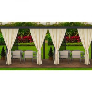 Setgarden - Rideaux d'ext&eacute;rieur pour terrasse 4x155x200cm Beige- Rideau pour Pergola Imperm&eacute;able Rideau Exterieur pour Terrasse Rideau Pare-Soleil