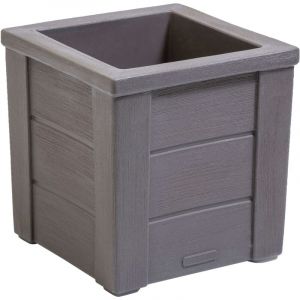 Step2 Lakewood Jardini&egrave;re - Pot de Fleurs Jardini&egrave;re Balcon ne se fend pas et ne rouille pas - C&egrave;dre fonc&eacute; - Plastique rotomoul&eacute; - 40 x 40 x 40,6 cm