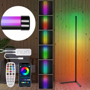 Vingo - Lampadaire led 7W Colonne lumineuse rgb Lampe d'angle avec télécommande - le noir