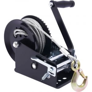 Treuil manuel &agrave; manivelle pour remorque avec c&acirc;ble de treuil de 10 m jusqu'&agrave; 1500 kg