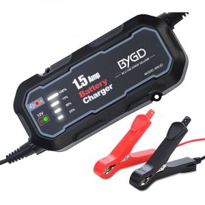 Ikodm - Chargeur de batterie automatique intelligent 12 v 1.5A, mainteneur de batterie pour moto et voiture, charge de maintien à flotteur, chargeur