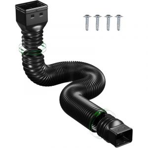 Rallonge de goutti&egrave;re flexible, kit de rallonge de tuyau de descente, extr&eacute;mit&eacute; carr&eacute;e, noir (150 cm)