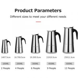 Cafetière en acier inoxydable, cafetière électrique portable, poêle à moka latte, cafetière à moka, 300ml