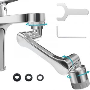 Fitags - Rallonge Robinet Magique Pivotant 1440° - Mousseur Robinet en Laiton avec Douchette pour Cuisine et Salle de Bain - Extension de Robinet