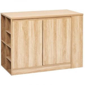 Ilot de cuisine central meuble de rangement 2 portes et 6 niches - Longueur 120 x largeur 60 x Hauteur 90 cm
