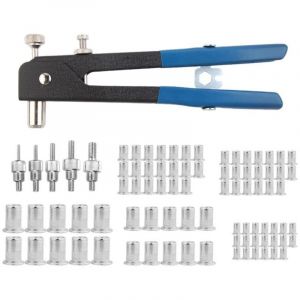 Kit d'outils de 86 pièces pour rivets et écrous à riveter, pistolet à riveter à main robuste avec écrous et mandrins filetés M3/M4/M5/M6/M8, pour
