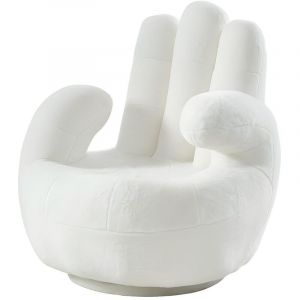 Vente-unique - Fauteuil main pivotant catchy en fausse fourrure - Blanc