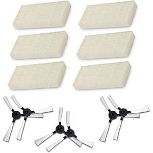 6 brosses lat&eacute;rales, 6 filtres HEPA pour robot aspirateur Homday 550996.