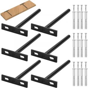 Lot de 6 Fixation Etagere Invisible,128 mm/5 in Support Etagere Invisible,Support Etagere Murale,Fixation Invisible pour Étagère Murale,Etagere