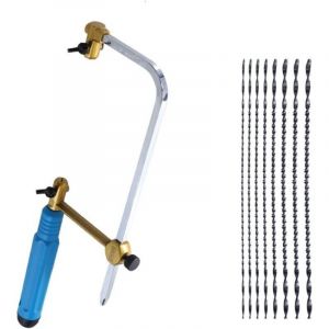 Scie &agrave; chantourner manuelle pour bois plastique caoutchouc et m&eacute;tal tendre avec 8 lames