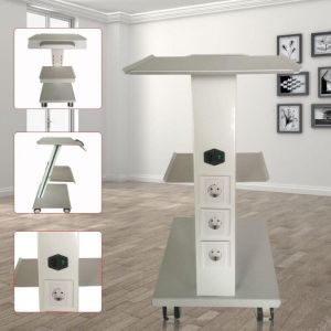 Chariot de service blanc à 3 plateaux Chariot de laboratoire Chariot de laboratoire Chariot portable Chariot de laboratoire dentaire Chariot Dolly
