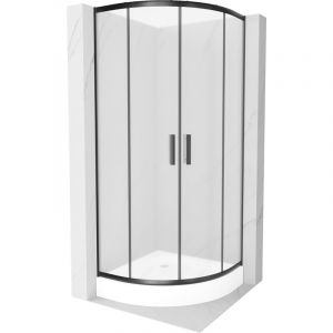 Mexen - Rio cabine de douche semi-circulaire 90 x 90 cm, verre d&eacute;poli, noir + bac de douche Rio, blanc - 863-090-090-70-30-4710