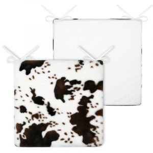 Galette de chaise imitation peau de vache Marron Brun 38x38 cm