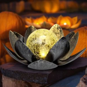 lampes solaires de jardin, Fleur de lotus lanterne solaire, D&eacute;coration de jardin lotus solaire Deco, Jardin Exterieur Lumi&egrave;re, Lampe Solaire