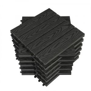 GTF002an Carrelage de sol Dalle wpc 30x30cm Rev&ecirc;tement pour jardin terrasse ext&eacute;rieur en composite bois-plastique syst&egrave;me plug-in, Anthracite (11