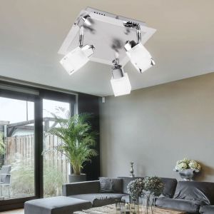 Esto - cob 15 watts led plafond &eacute;clairage mural chambre &agrave; coucher argent verre luminaire761050-3