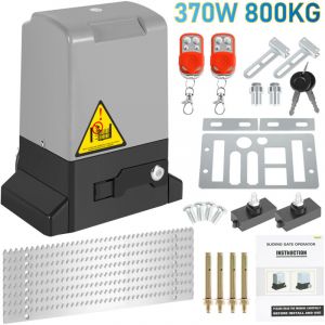 Randaco Ouvre-portail coulissant 370W, 800kg, kit materiel deoperateur de portail pour securite avec 2 cl&eacute;s et t&eacute;l&eacute;commande, electrique portail
