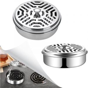 Jusch - Support de Bobine de Moustique, Supports en Spirale de moustiques, Support Spirale Anti Moustique Bobine, Porte-encens Ronds avec Couvercle