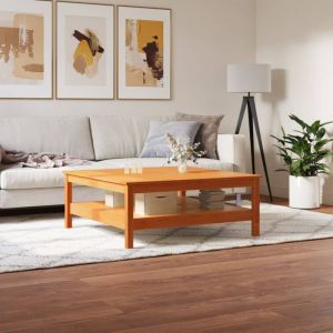 Torana - Table basse cire marron 100x100x40 cm bois massif de pin
