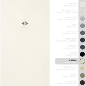 SOULBATH Receveur de Douche -R&eacute;sine -Gel Coat -Texture Lisse/Pierre -Antid&eacute;rapant -Couleur Cr&egrave;me - 60X60- Extra plat 3cm. Bonde de Vidage incluse