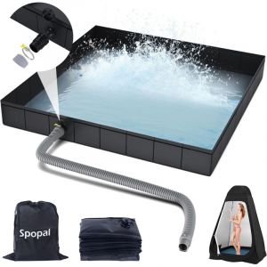 Pliable Base de Douche,[Pliable-104x104x13cm] Bac de Douche Portable,Base de Douche Pliable et Sol de Lavabo avec Tuyau de Vidange Amovible, pour