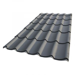 Plaque acier galvanisé laqué mat aspect tuile l 1,95 m / l 1,04 m - Coloris - Gris anthracite mat, Largeur - 1,04 m, Longueur - 1,95 m - Gris