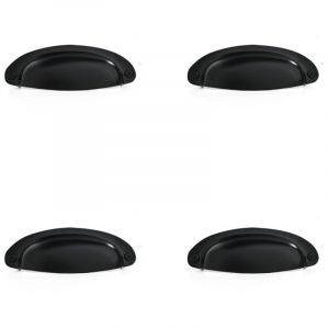 4PCS Poign&eacute;e Coquille R&eacute;tro Poignee de Meuble Vintage Bouton Tiroir Poign&eacute;e avec Vis pour Placards Armoire Commode Tiroirs (B-417 noir)