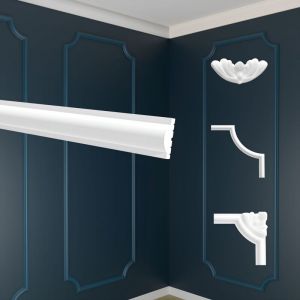 Moulure plate en polystyr&egrave;ne blanc 200 cm &ndash; Dimensions 23 x 11 mm &ndash; R&eacute;sistante &agrave; l'humidit&eacute; &ndash; Facile &agrave; installer pour cadres d&eacute;coratifs &ndash; Marbet