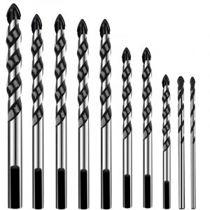 10 Pcs Foret, Foret de Ma&ccedil;onnerie en Carbure de Tungst&egrave;ne Set Pour M&eacute;tal Acier, Tuile De C&eacute;ramique Porcelaine, B&eacute;ton, Brique, Plastique Et Bois - 3