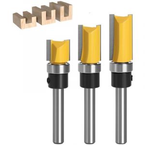 3pcs fraise a copier 6mm , fraise defonceuse, fraise a bois, fraise affleureuse, fraises pour d&eacute;fonceuses, coffret fraise defonceuse