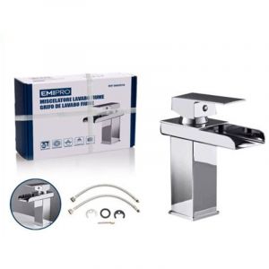 Robinet de lavabo cascade moderne,Robinets d'&eacute;vier de salle de bain avec bec cascade, robinet mitigeur moderne monobloc &agrave; levier unique pour