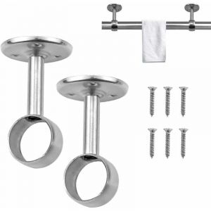 2 Pi&egrave;ces Support De Tringle &agrave; Rideau, Acier Inoxydable Support Tringle Penderie, 22mm De Diam&egrave;tre, Pour Rideau De Douche, Penderie, Tringle &agrave; Levier,