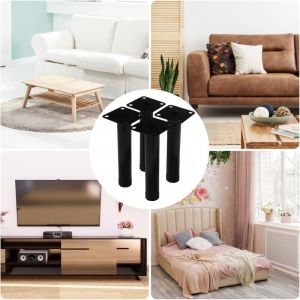 4 Pièces 15 cm Pieds de Meuble, avec Vis Reglable Métal Table Basse Noir Pied, Hauteur Ajustable Pieds pour Meubles Canapé Bureau Cuisine Armoires