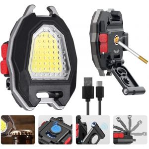 NOLUXA Multifonction Keychain Emergency LED Light: USB Mini lampe de poche porte-cl&eacute;s rechargeable &eacute;tanche COB lampes de poche avec allume-cigare