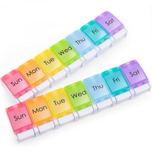 Pilulier Semainier, Bo&icirc;te &agrave; Pilules Semainier de Voyage Plastique Portable, Bo&icirc;te &agrave; Pilules Color&eacute;e &agrave; Grands Compartiments, Convient aux Personnes