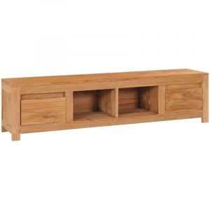 Helloshop26 - Meuble tv multimédia étagère télévision buffet téléviseur salle à manger salon chambre 135 x 30 x 35 cm bois de teck massif brun