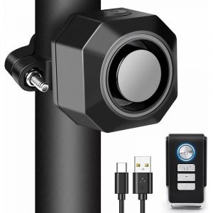 Alarme Velo Antivol Rechargeable USB,Alarme Moto sans Fil avec Supports de Montage,Alarme de Voiture a Sensibilit&eacute; R&eacute;glable,Dispos